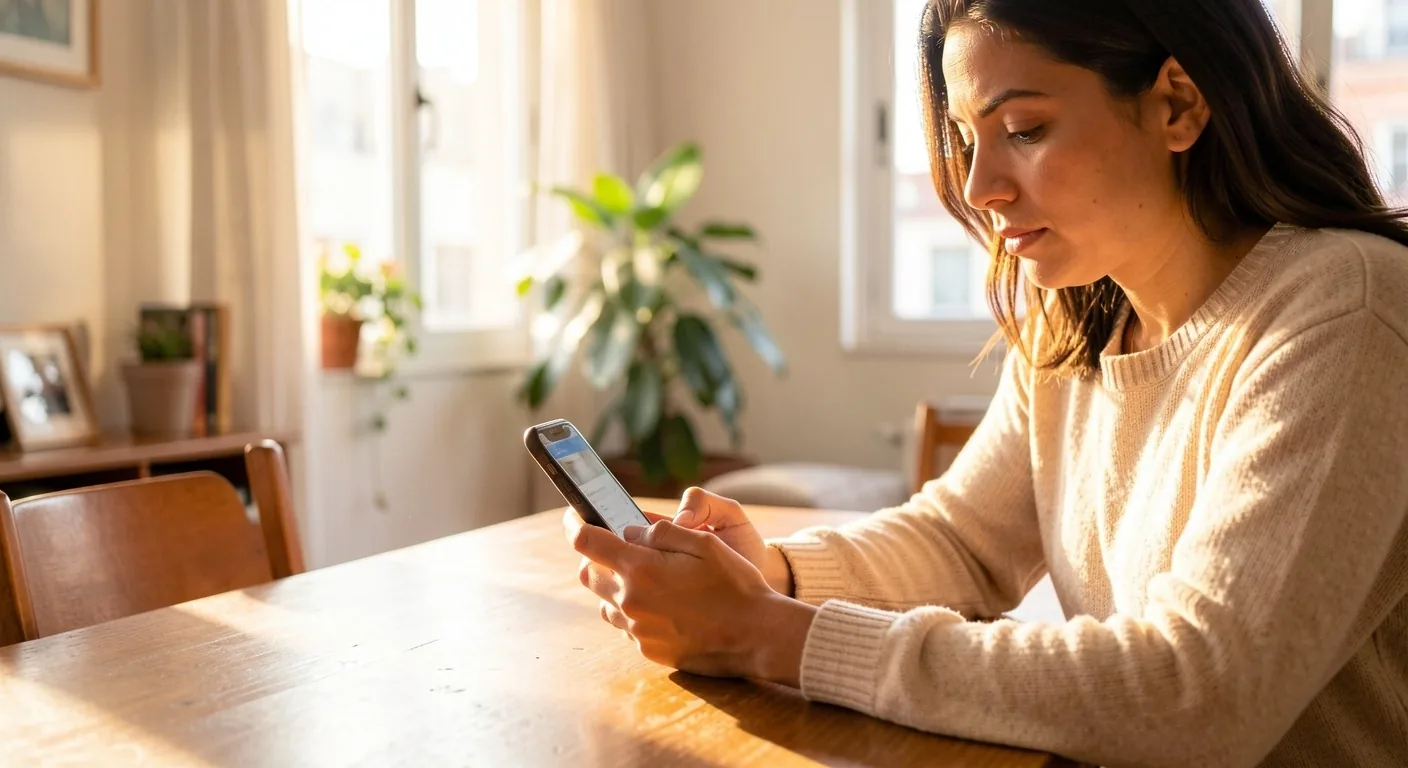 Persona revisando sus finanzas personales en su teléfono
