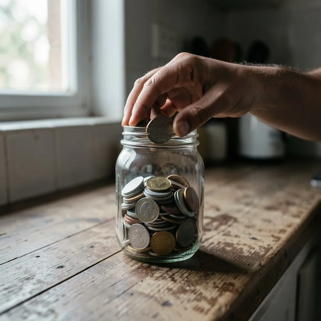 Ahorro preventivo en frasco de vidrio